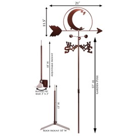 SWEN Products Crescent Moon and Star Weathervane Interchangeable Top Arrow Only