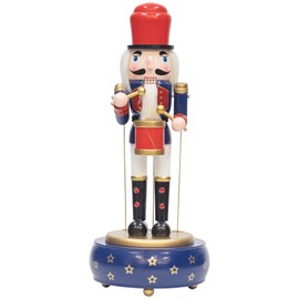KI Store Musical Box Sculpture Nutcracker Figure Blue 32 cm Hand-Painted Drummer Nutcracker Music Boxes, Music Box, Music Box, Music Box for Christmas, Desktop Small Gift