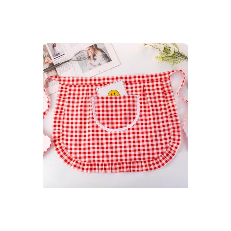 Love Potato Cotton Classic Check Waist Apron, Kitchen Cooking Restaurant