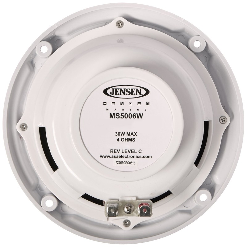 Jensen MS5006WR Dual Cone Waterproof 5.25" Speaker, White, 30 Watts