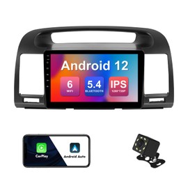 2+32G 9-inch Android 12 Car Stereo for Toyota Camry 2000-2006 IPS Touchscreen Screen Car Radio with WiFi 6 Carplay & Android Auto Support Backup Camera GPS FM Navi Bluetooth 5.4 SWC