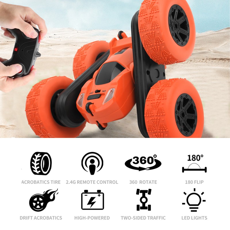 DoubleSided Stunt RC Car 360 Degrees Rotation Spraying Remote Control