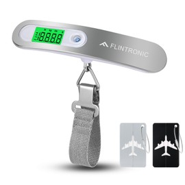 Flintronic Digital Luggage Scale, Portable Hanging Scale, LCD Display with Hook, 50 kg/110 lb, Portable Hanging Scale with Tare Function and Backlight for Travel Kitchen