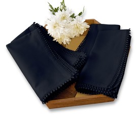 Solino Home Navy Cloth Napkins Set of 4 - Decorative Cotton Linen Dinner Napkins 20 x 20 Inch for Summer - Maddie Machine Washable