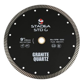Stadea SBD107C Diamond Saw Blade 9-Inch Continuous Turbo Dry Cutting - Cuts Granite Quartz Quartzite, Fits Grinder, Saw Cutter, 10 MM Segments - Pack of 1