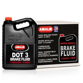 Amalie DOT 3 Brake Fluid (160-65031-36), Heavy Duty Drum & Disc Brake Fluid for Cars, Trucks & Motorcycles with Corrosion Protection & Long-Term Stability, Made in USA, 1 Gallon - Pack of 4