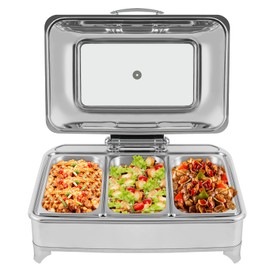 HAPPCUCOE Chafing Dish Buffet Set,9L Electric Food Warmers,Stainless Steel Buffet Servers and Warmers,Food Warmers for Wedding, Parties,Restaurants, Banquets,Silver (1/3 Size)