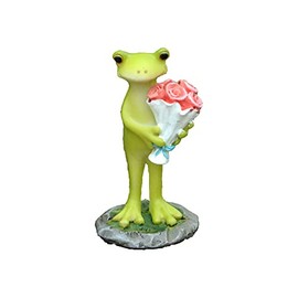Gemmia Garden Miniature Frog Statue- Smile Everyday Flower Frog