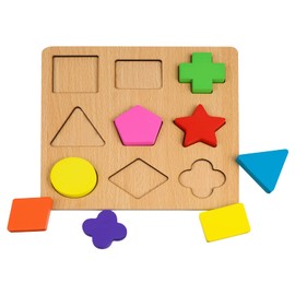 Pinenuts Montessori Toys for 1-3 Years Old Boys Girls, Wooden Shape Sorter Color Recognition Puzzles Toys for Toddlers, Kids Educational Toys Preschool Learning Gift