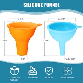4 Pcs Kitchen Funnel Set Canning Funnel Silicone Funnel Food Funnel, Small and Large, Wide Mouth Funnel for Jars Jam Spice Filling Bottles Liquid Oil and Powder (Multi Color)