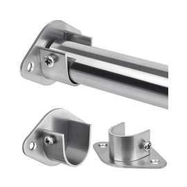 Closet Rod, 17 to 39 Inch Heavy Duty Adjustable Metal Clothing Rack for Hanging Clothes, Closet Poles for Wardrobes, Laundry, Durable Steel, Silver