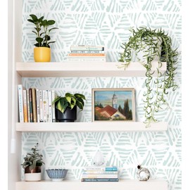 Fiula Peel and Stick Wallpaper Modern Geometric Wallpaper 17.3”x78.7 Green and White Contact Paper Boho Striped Self Adhesive Removable Wall Paper for Bedroom Cabinets Drawers Waterproof Vinyl Roll
