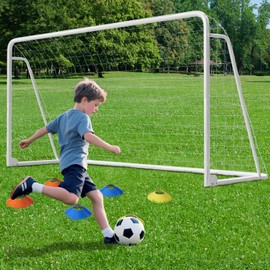 Docred 6x4/8x6/10x6.5/12x6/16x7ft Soccer Goals, Foldable Steel Soccer Goal for Backyard, Weatherproof Metal Soccer Goal for Teens/Adults Practice Training