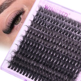 Winifred Cluster Eyelash Extensions Fluffy Wispy Lash Clusters Thick Volume Individual Lashes 50D Lash Extension D Curl Eyelash Clusters 16mm DIY Faux Mink Eyelash Extension (240pcs)