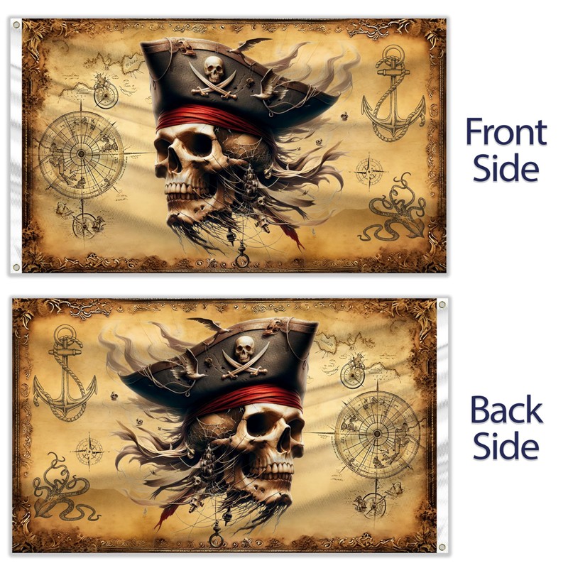 Pirate Flag – Jolly Roger Flag with Pirate Map –