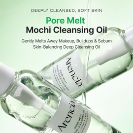 ARENCIA Pore Melt Mochi Makeup-Removing Cleansing Oil, Non-Comedogenic, Rice Amino Acids HD, Vitamin E, Cica, & Ceramide, 6.76 fl oz
