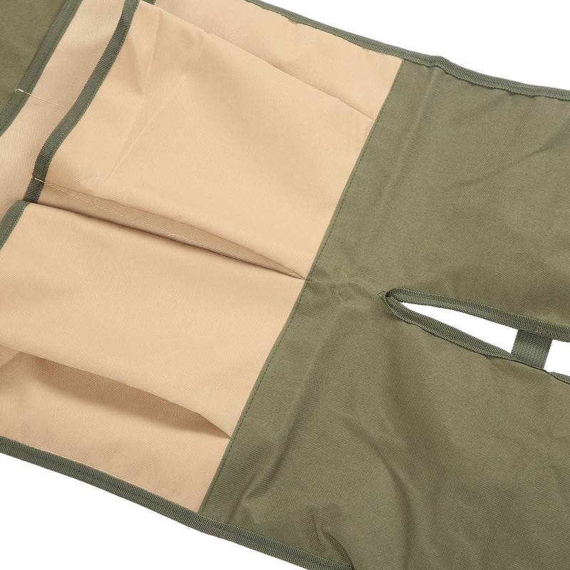 Gardening Apron Green Khaki 600D Oxford Fabric Multiple Pockets Durable