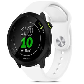 Vancle for Garmin Forerunner 55 165 245 Watch Band, Garmin Vivoactive 5 / Vivoactive 3 Watch Band, Garmin Venu 2 Plus/Venu Sq/Venu Watch Band, 20mm Soft Silicone Sport Replacement Strap for Women Men (White)