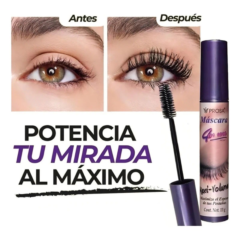Máscara Para Pestañas Prosa Maxi-volumen A Prueba De Agua
