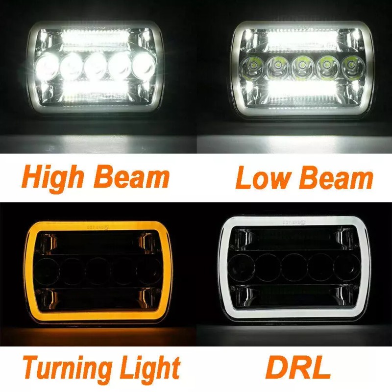 Bricologht Pair 5x7" 7x6" LED Headlights Hi/Lo Sealed Beam For