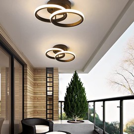 EIDISUNY LED Ceiling Light Modern Ceiling Lamp Black Rings Simple Ceiling Light Fixture LED for Corridor Kitchen Stairs Hallway Study Room Bedroom Living Room - Black 20W (Warm White Light 3000K).