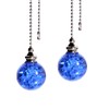 2PCS Blue Pull Chain Crystal Glass Ice Cracked Ball Pull