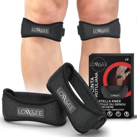 LOW&EE® Kniebandage, verstellbar, 2 Stück, für Herren und Damen, Kniebandage für Meniskus und Ligament, mit Gurt für die Patella-Sehne, Kniebandage, Sport zur Schmerzlinderung