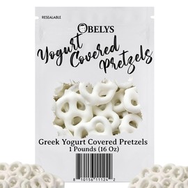 Greek Yogurt Covered Pretzels - 1 Pound – Sweet & Salty Snack – Crunchy Pretzels with Smooth, Creamy Coating – Perfect for Parties, Gift Baskets, & Everyday Treats - Approx. 78 Pieces