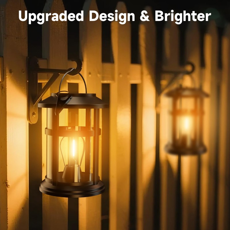 Electight Solar Lanterns Outdoor, 2 Pack Hanging Solar Lights for