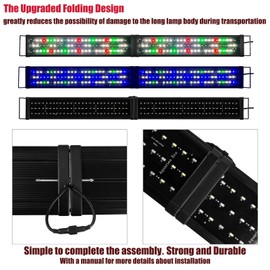 KZKR Pro Aquarium Light 48-60" - Remote Control LED with Timer, Dimmable Multi-Color for Freshwater/Saltwater Planted Fish Tanks | Foldable Hood Lamp