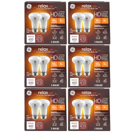 GE (12 bulbs) GE relax LED R16 Light Bulb, 6 watt, 400 lumens, Dimmable, HD Light,