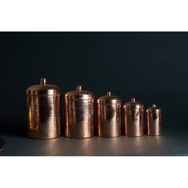 Sertodo Copper Kitchen Canisters | Polished, 1 Quart Capacity |