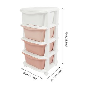 4 Drawers Plastic Storage Cart,4 Tier Storage Unit,Storage Tower on Wheels for Bedroom Living Room,Pink