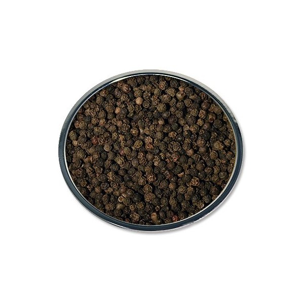 Black Peppercorns (Whole) in a plastic container - (1 lb.