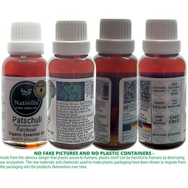 Nativilis Organic Patchouli Essential Oil Pogostemon Cablin for Treating Skin Disorders - Helps with Oily Hair or Dandruff - Anti-inflammatory Properties Copaiba - Patchouli