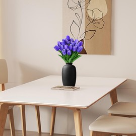 Beksodi Artificial Tulips Flowers, 20 Pcs Real Touch Latex Fake Tulips Flowers for Christmas Centerpiece Mother's Day Women's Day Gifts Flowers in Home Kitchen Wedding Decorations, DarkPurple1