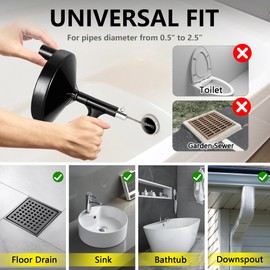 Drainsoon Drain Auger 25 Ft with Gloves, Plumbing Snake Drain Auger Hair Clog Remover, Heavy Duty Pipe Drain Clog Remover for Bathtub Drain, Bathroom Sink, Kitchen Cleaning