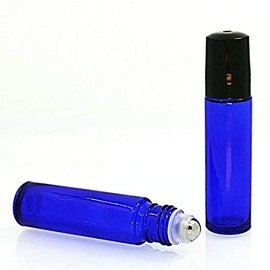 WOIWO 12PCS 5ML Cobalt Blue Glass Micro Mini Roll-on Glass Bottles With Stainless Steel Roller Balls And Black Cap For Essential Oil Perfumes Lip Balms