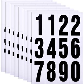 96 Pieces 8 Sets Vinyl Mailbox Numbers Sticker Reflective Mailbox Numbers for Outside Waterproof Address Sign for Home car Numbers 0-9 (Black in White, 3 Inch)