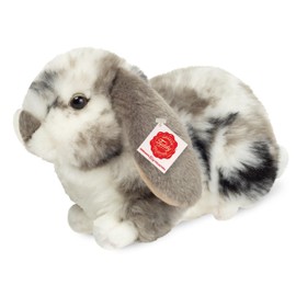 Teddy Hermann 93733 Ram Rabbit Grey / White Checked 23 cm, Cuddly Toy, Plush Toy with Recycled Filling