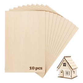 Balsa Wood Panels, Pack of 10 Balsa Wood Thin Craft Wood Panels, 300 x 200 x 1.5 mm, Blank, Basswood Unfinished Plywood Plate for Crafts for Plane, Ship, DIY Model, Painting and Crafts