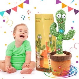 Emoin Dancing Cactus Repeats, Adjustable Volume Talking Cactus Toy, Recording Cactus Toy with Lighting, Singing Cactus Recording,Mimicking Talking Electronic Plush Toy for Home Decor