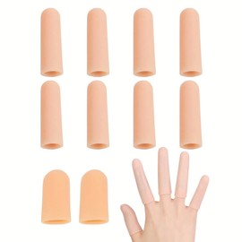 Rimikuru 指サック 指サポーター 指 保護 サック 保護キャップ 指ガード 手指サポーター 肌色 シリコンあかぎれ ひび割れ 指カバー (10個セット)