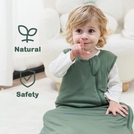 Mosebears Unisex Baby Sleep Sack 1.0 TOG, Supersoft Rayon Made from Bamboo Wearable Blanket with 2-Way Zipper (Deep green,0-6 Months)
