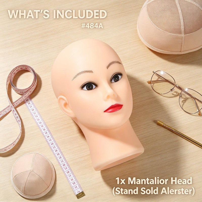 Bald Mannequin Head, PVC Manikin Head for Wigs Making and