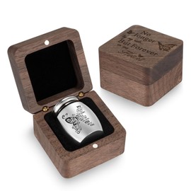 SOITIS Wooden Gift Box for Ashes, Small Urns for Human Ashes Keepsake, 1.57 Inches Stainless Steel Mini Urns for Ash, Cremation Urns for Women Men, Funeral Burial Holder