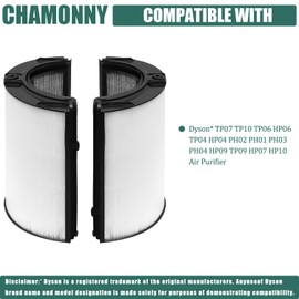 CHAMONNY 360° Combi Glass True HEPA + Carbon TP07 Filter, Compatible with Dyson TP07 TP10 TP06 HP06 TP04 HP04 PH02 PH01 PH03 PH04 HP09 TP09 HP07 HP10 Air Purifier, Part No. 970341-01, 2Pack