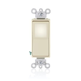 Leviton 15 Amp, 120/277 Volt, Decora LED Illuminated Rocker Single 4-Way AC Quiet Switch, Residential Grade, Grounding, L5614-2T, Light Almond