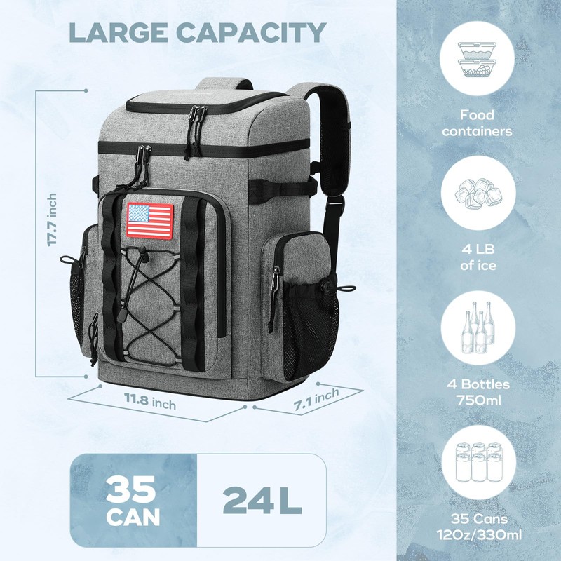 Maelstrom Backpack Cooler,Soft Lightweight Leakproof Cooler Backpack,35/50 Can Insulated Cooler