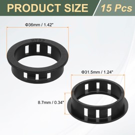 uxcell 15Pcs Round Cable Snap Bushing Grommets, 1-1/4"(32mm) Black Snap in Cable Grommet Protector for Locking Tube Hose Wire Cord